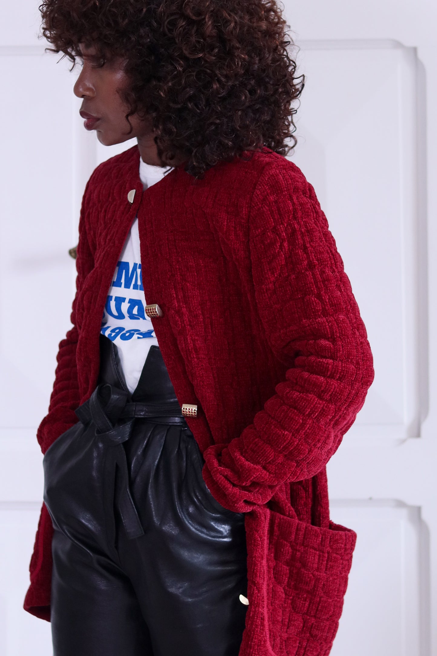 Devernois cardigan en maille rouge