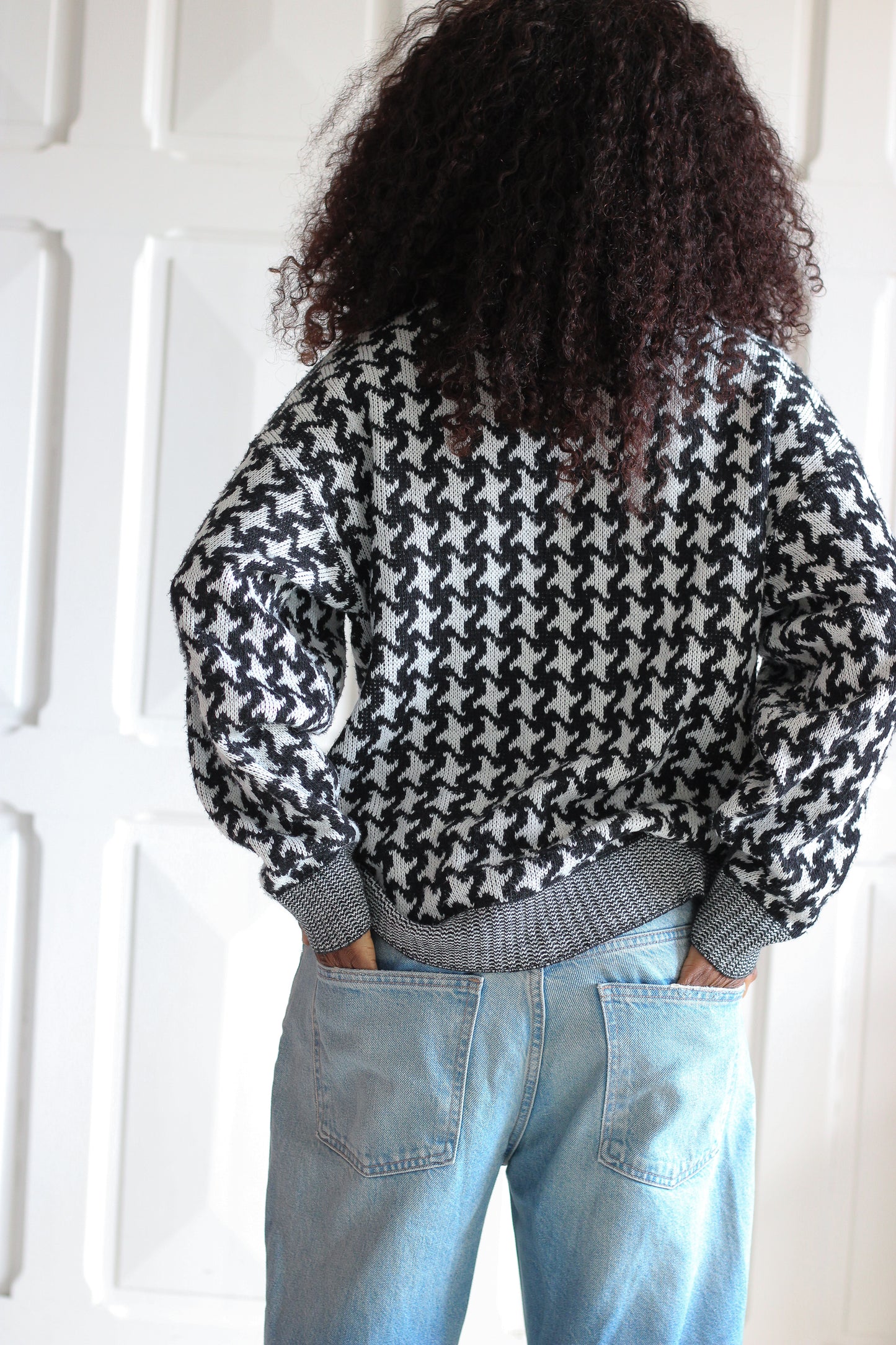 Cardigan vintage motif pied-de-poule