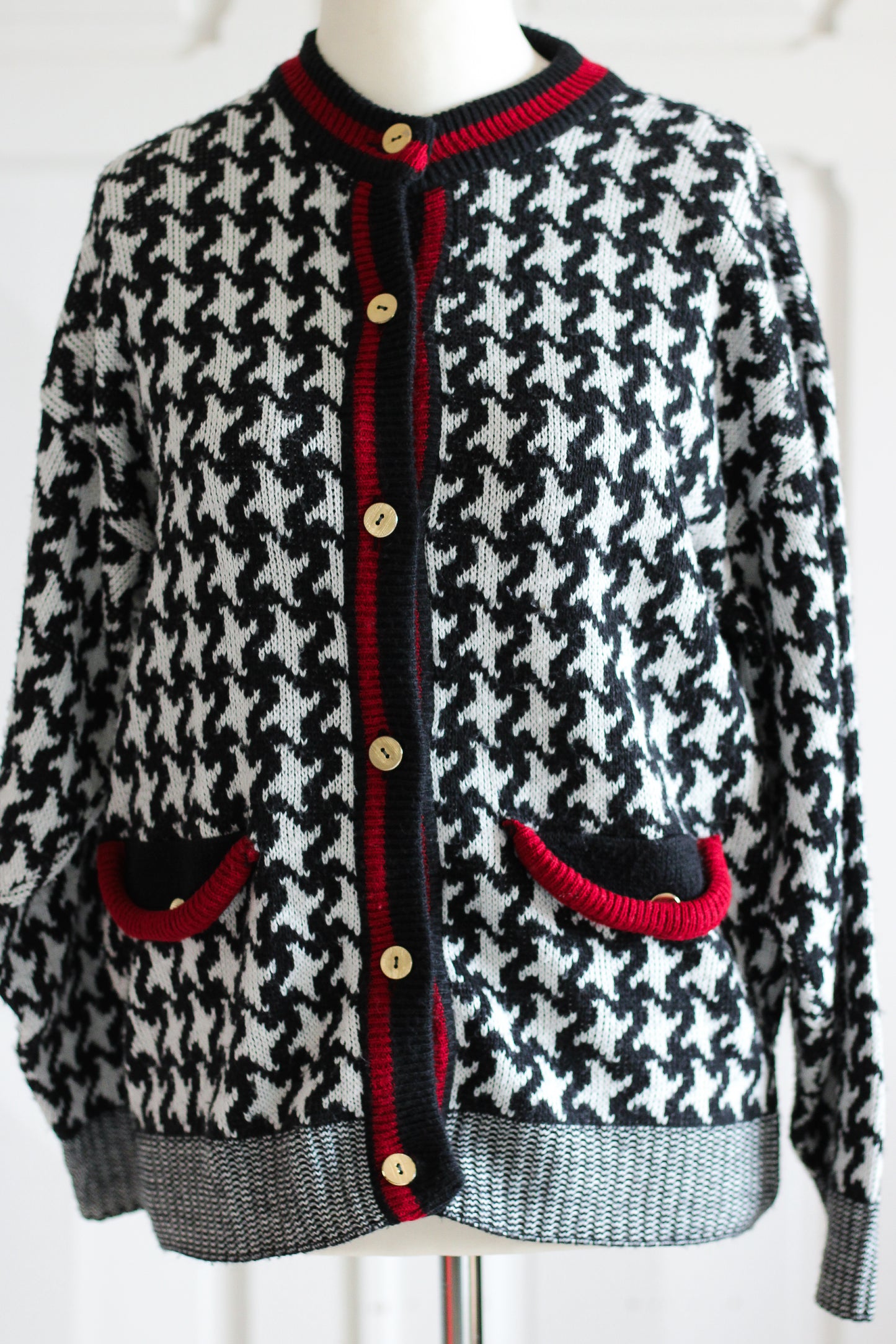 Cardigan vintage motif pied-de-poule