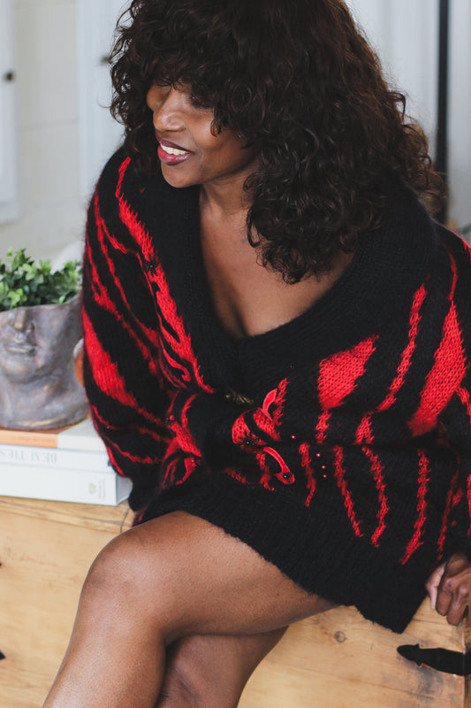 Cardigan oversize à motifs