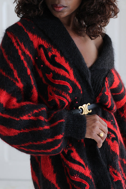 Cardigan oversize à motifs