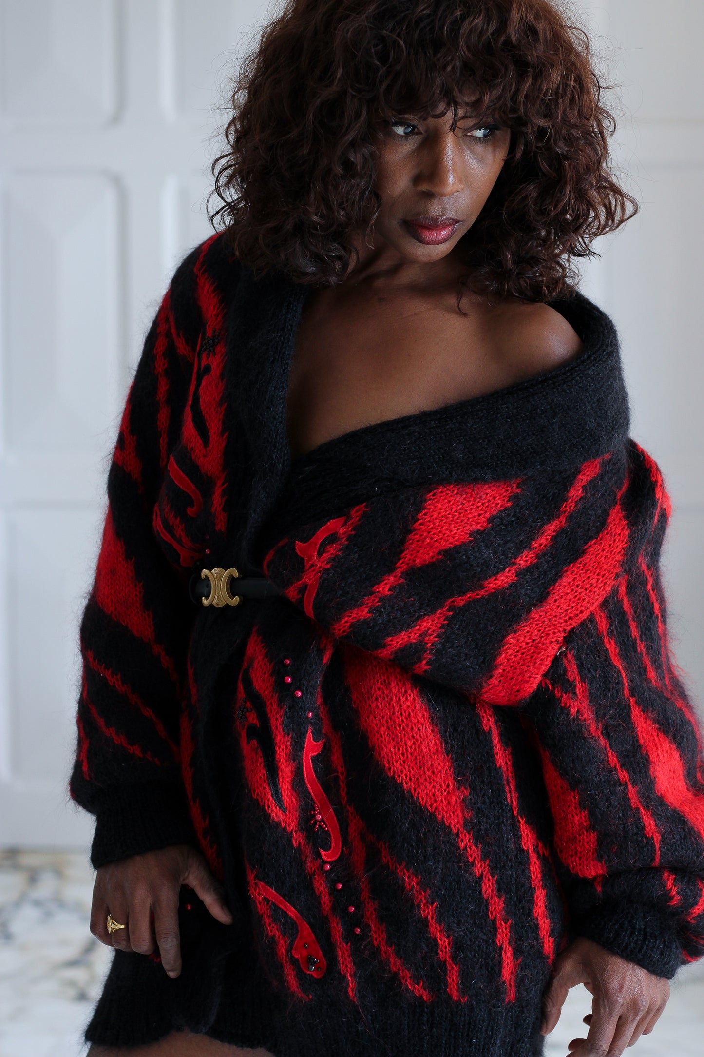 Cardigan oversize à motifs