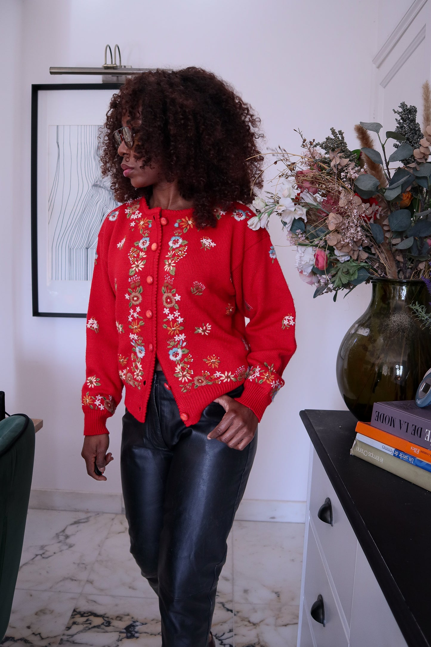 Fait main cardigan brodé