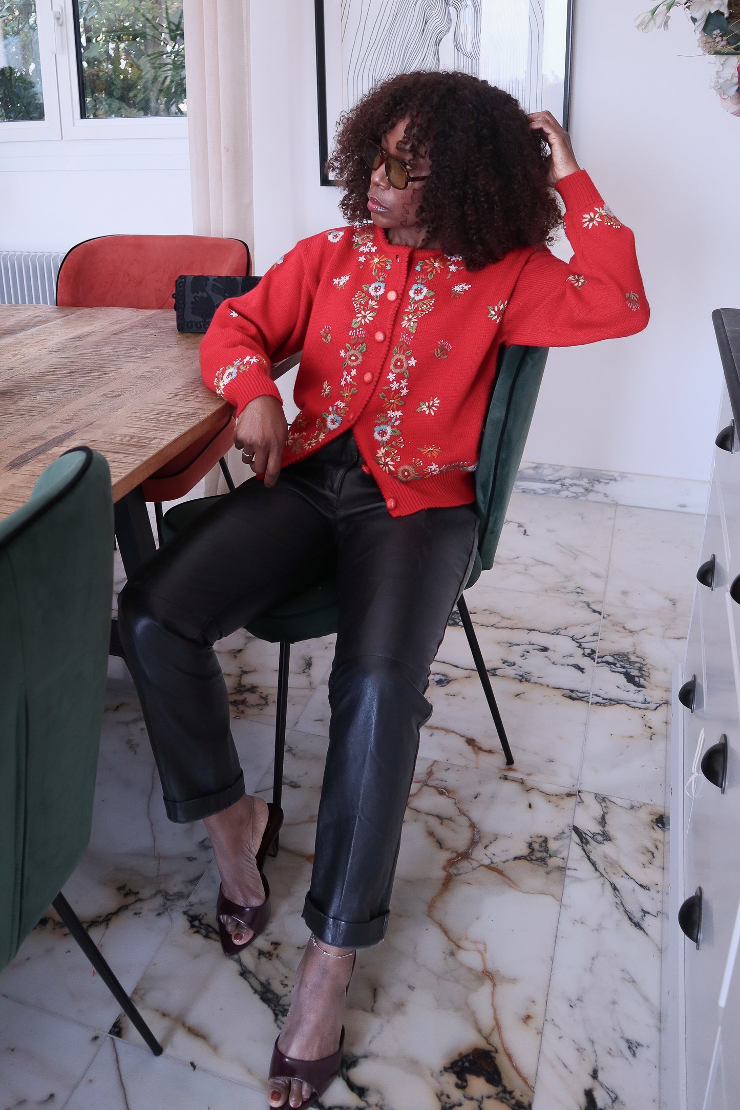 Fait main cardigan brodé