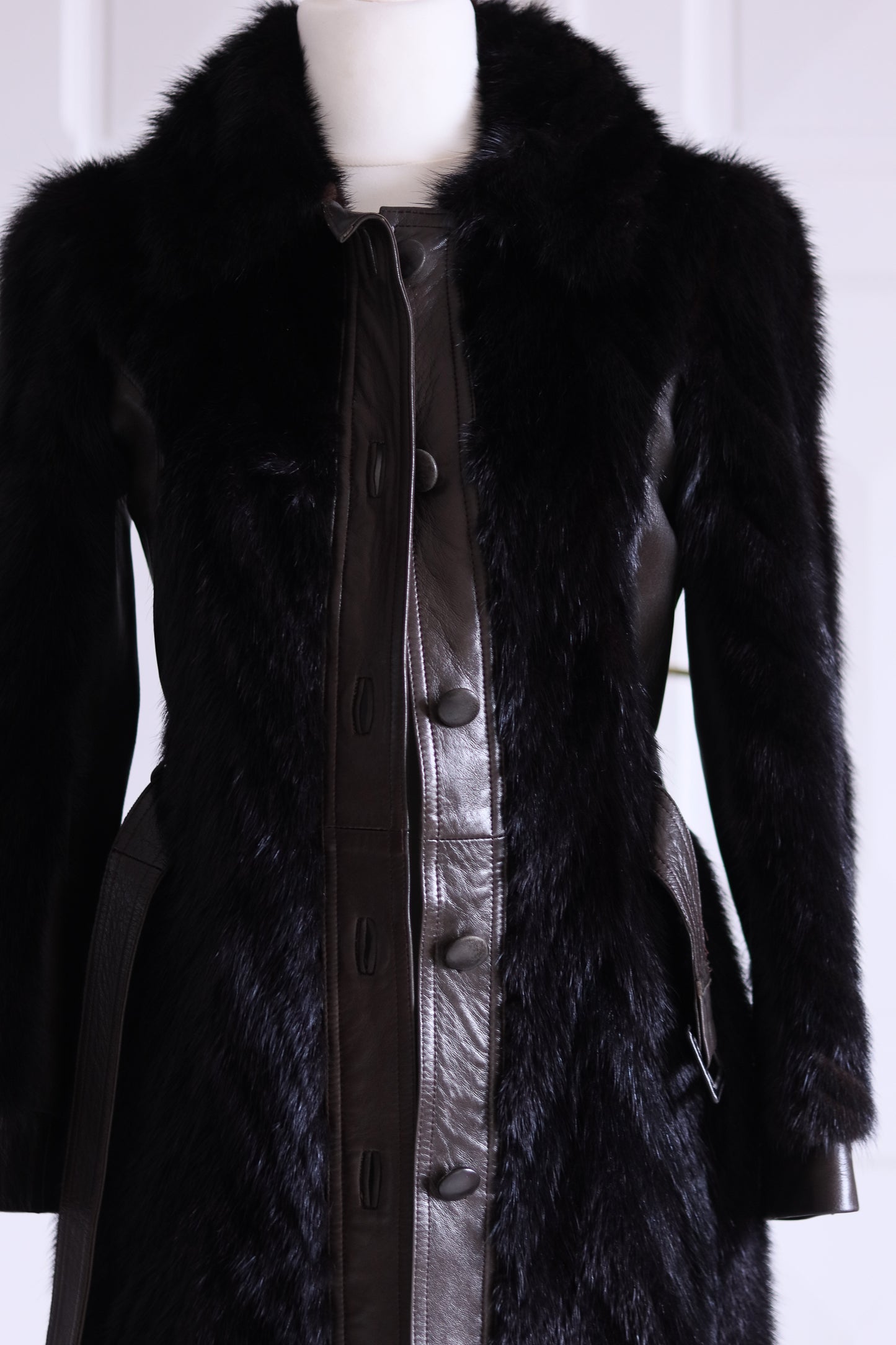 Sprung Frère manteau cuir et vison