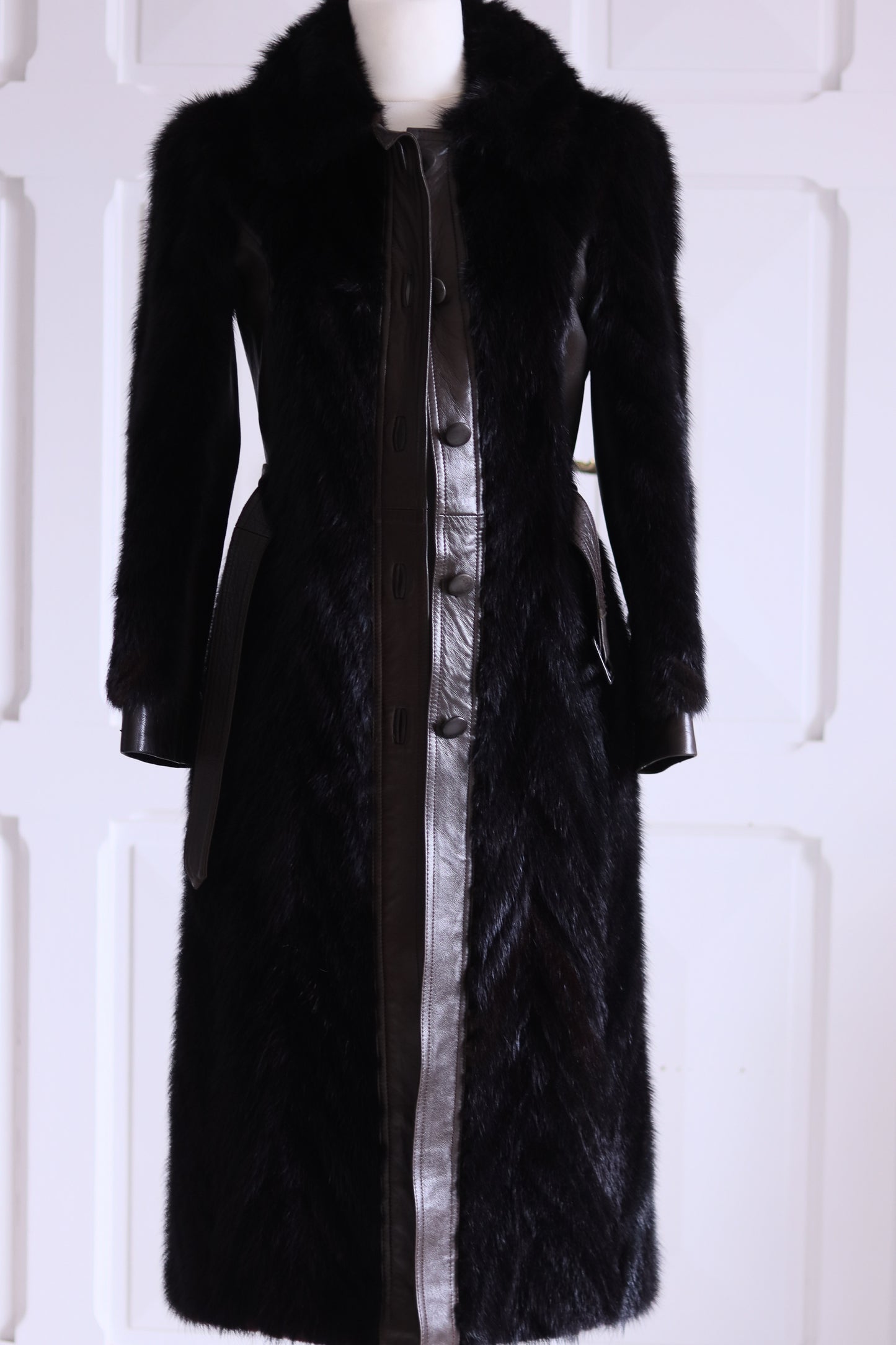 Sprung Frère manteau cuir et vison