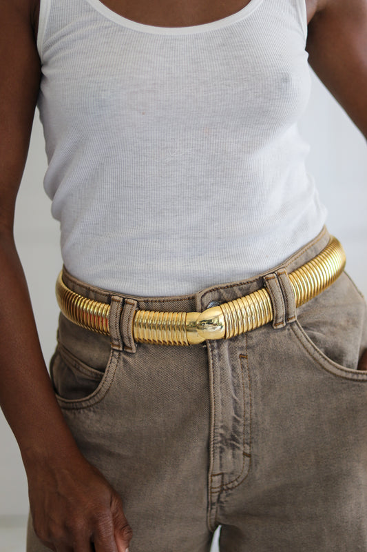 Ceinture vintage en métal doré