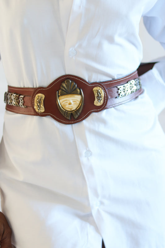 Ceinture cuir et métal