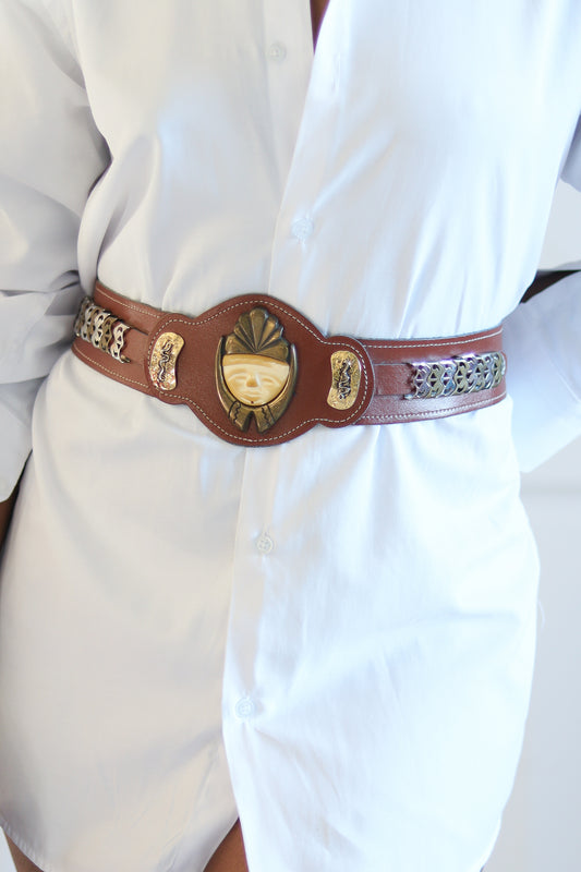 Ceinture cuir et métal