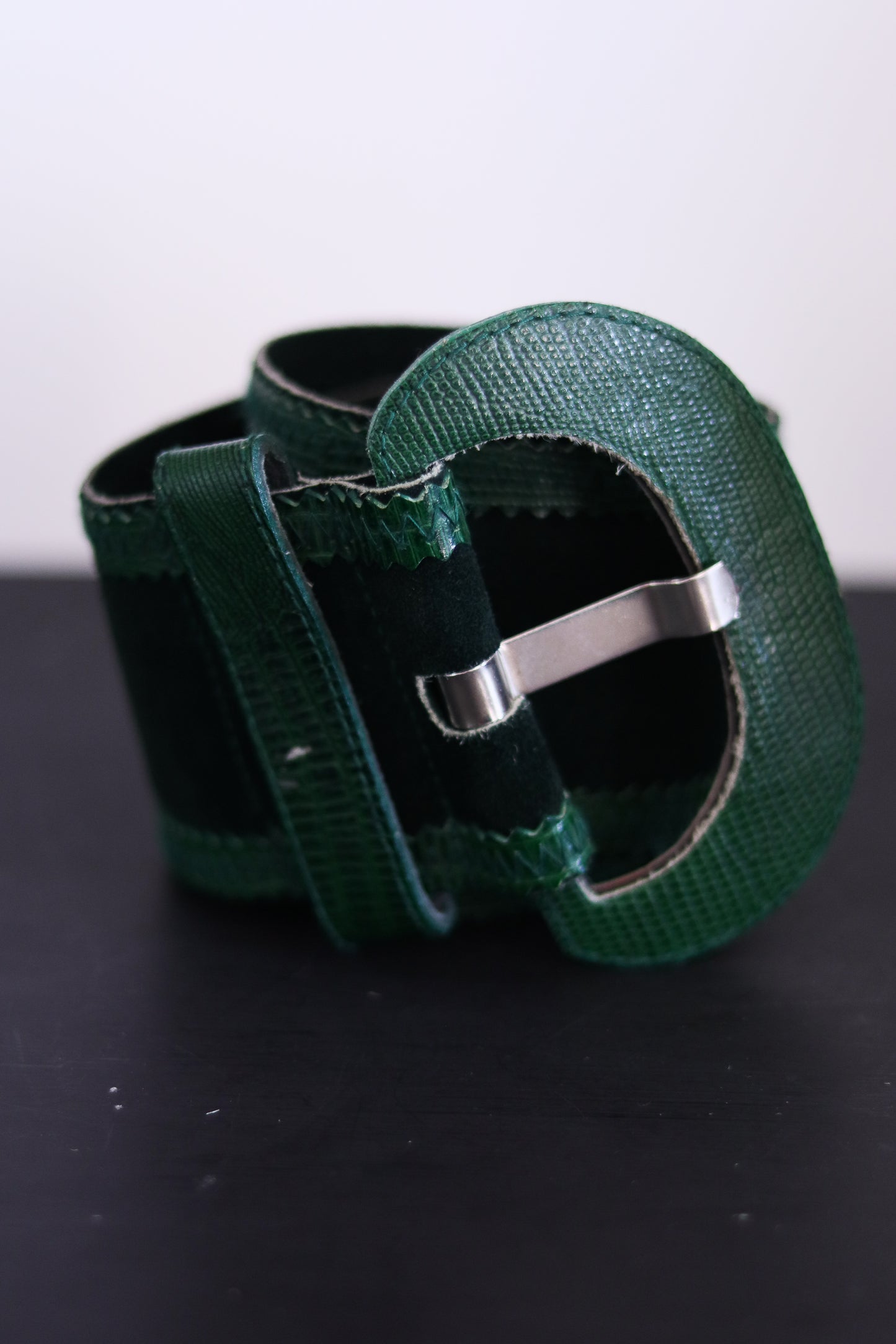 Ceinture croute de cuir vert