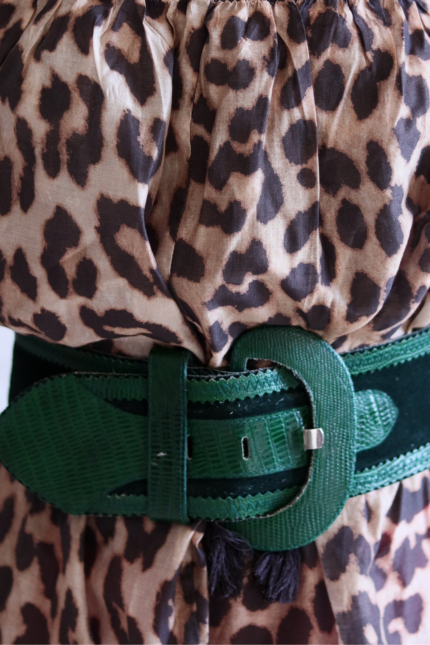 Ceinture croute de cuir vert