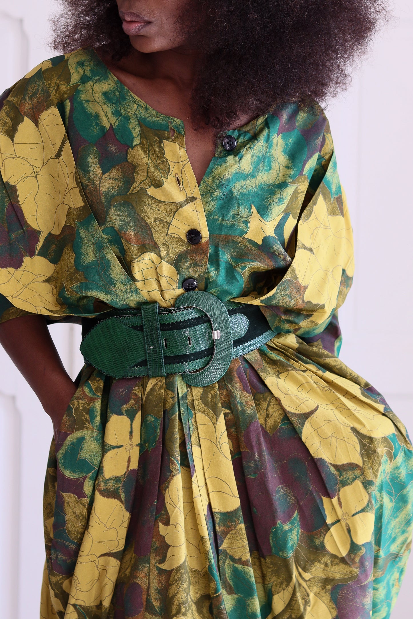 Ceinture croute de cuir vert