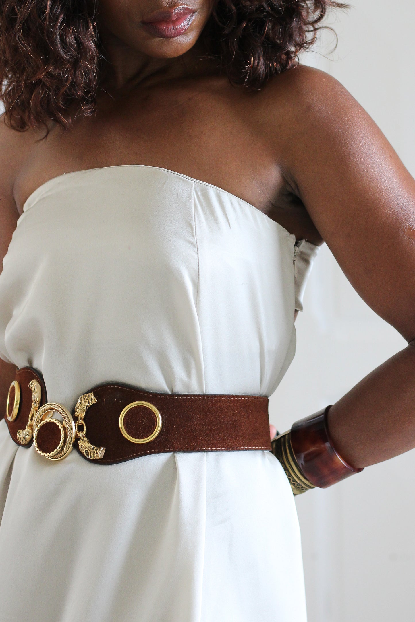 Ceinture vintage made in France en croute de cuir