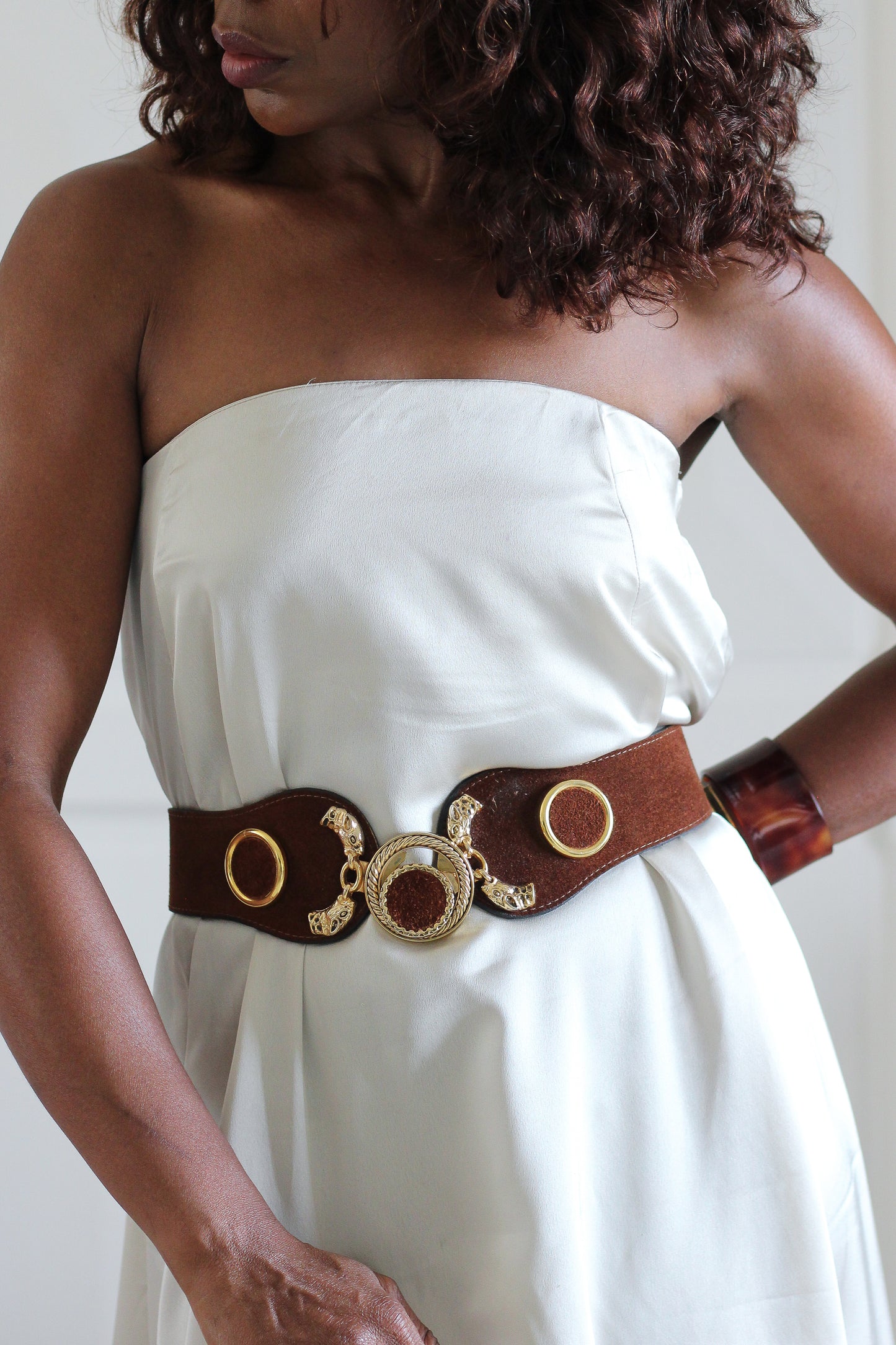 Ceinture vintage made in France en croute de cuir