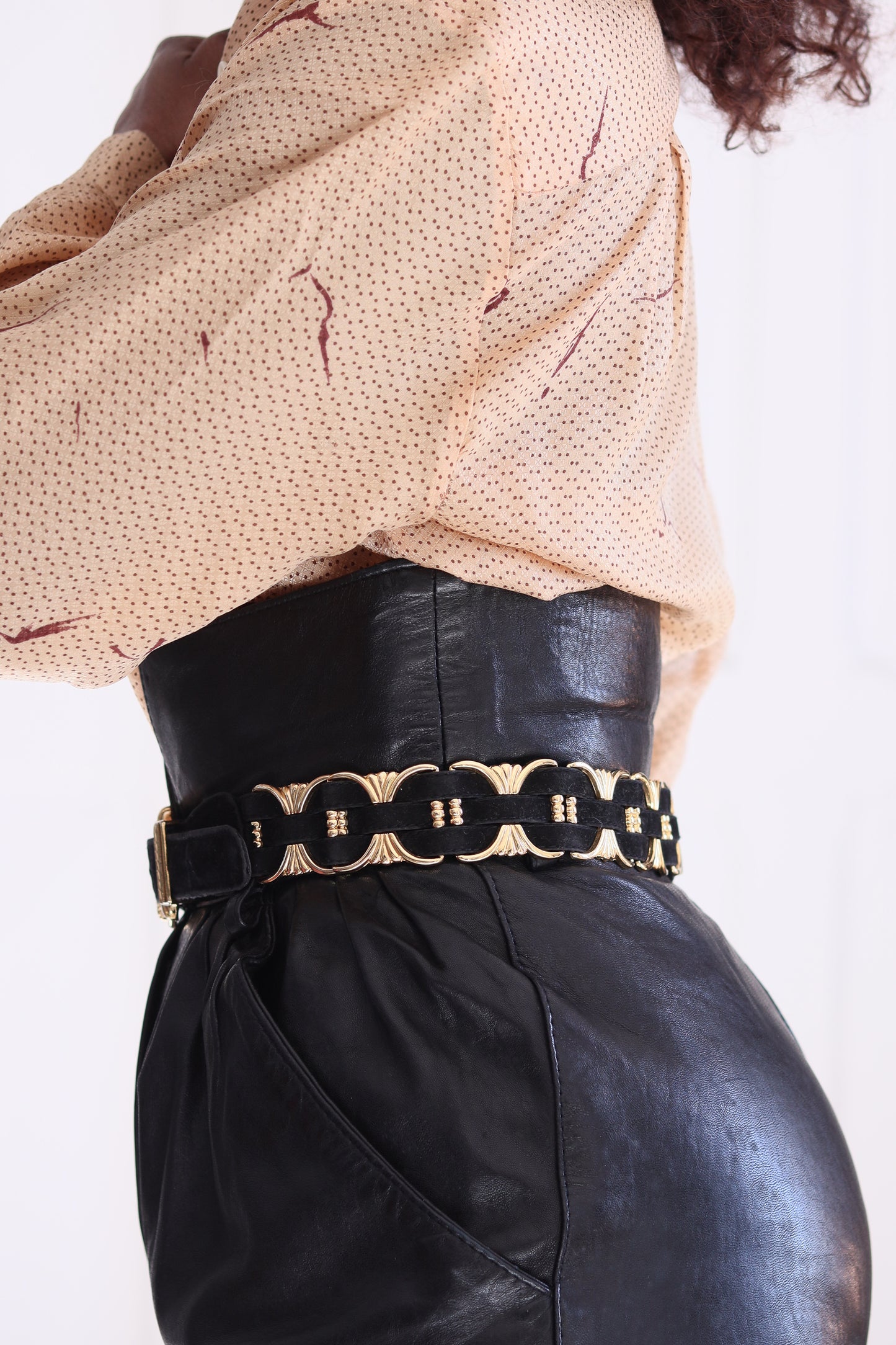 Ceinture vintage métal et daim