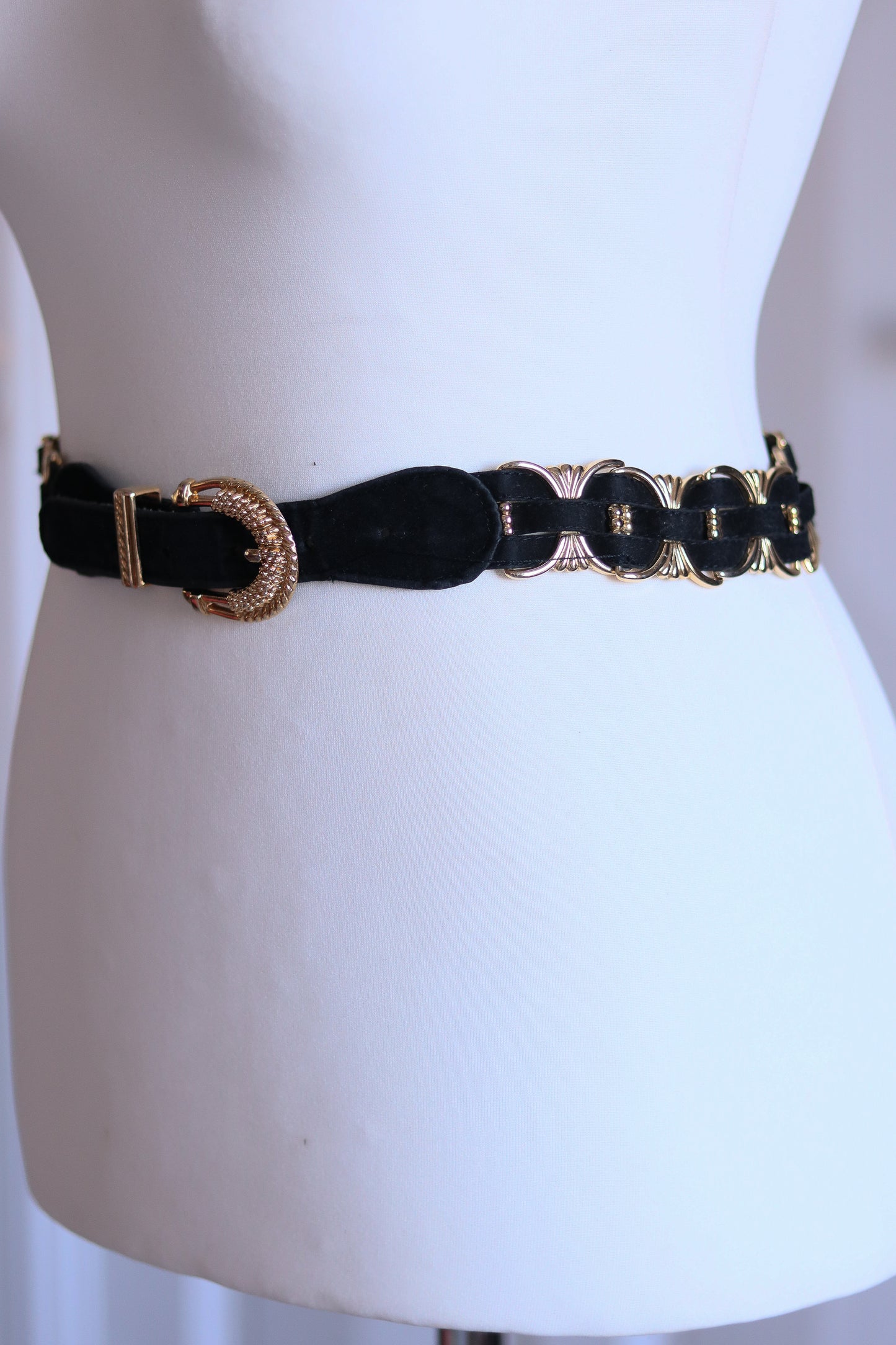 Ceinture vintage métal et daim