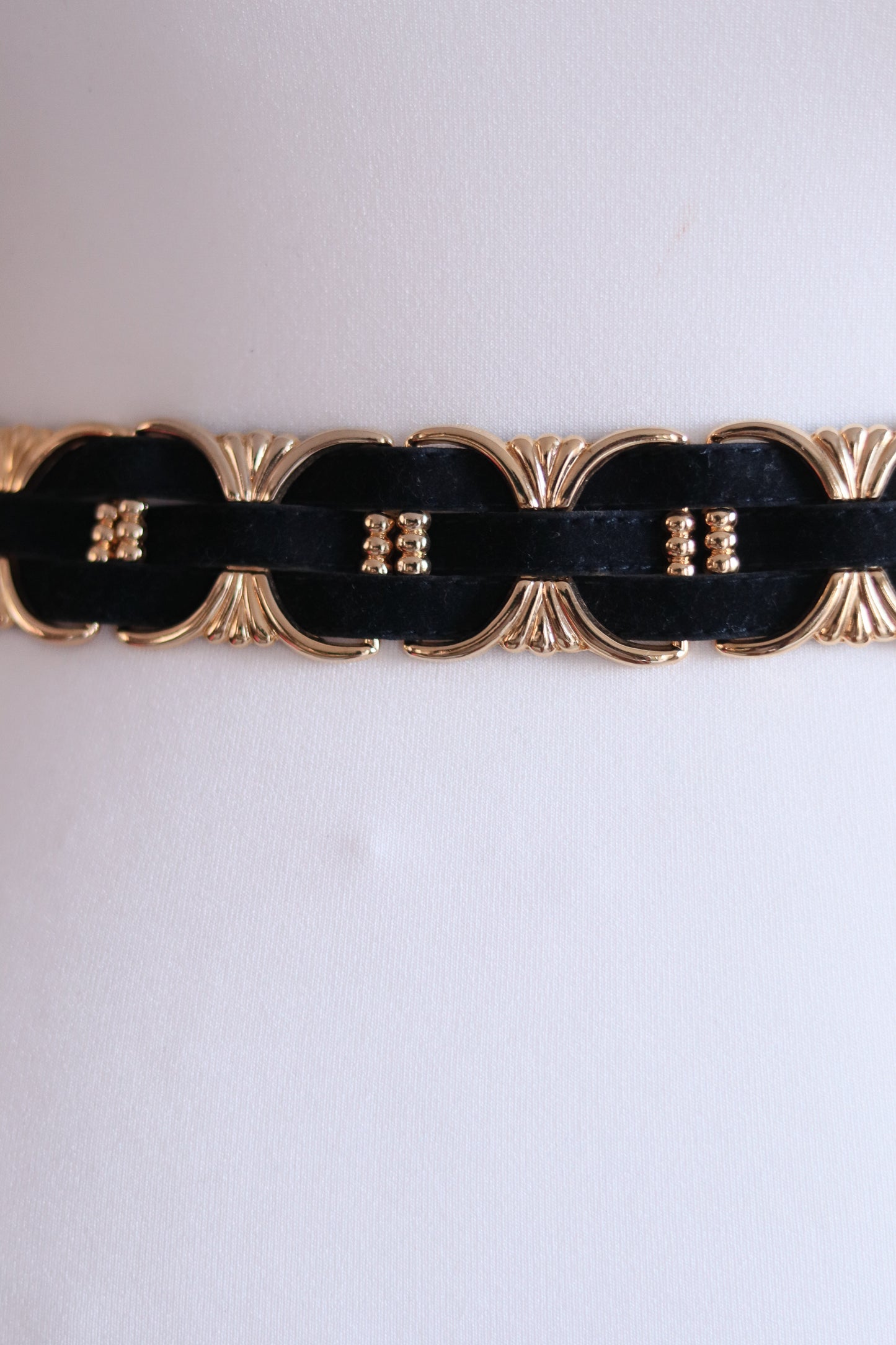 Ceinture vintage métal et daim