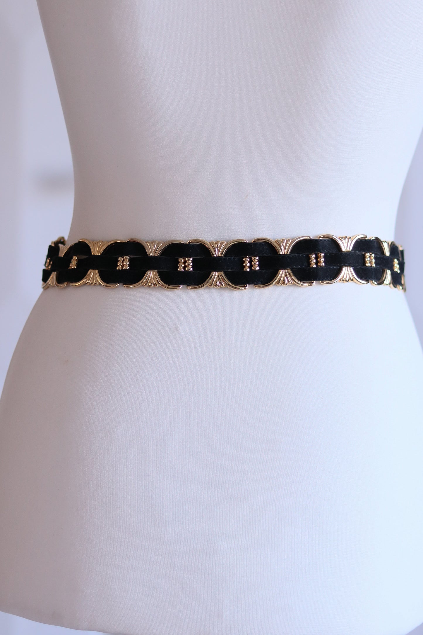 Ceinture vintage métal et daim