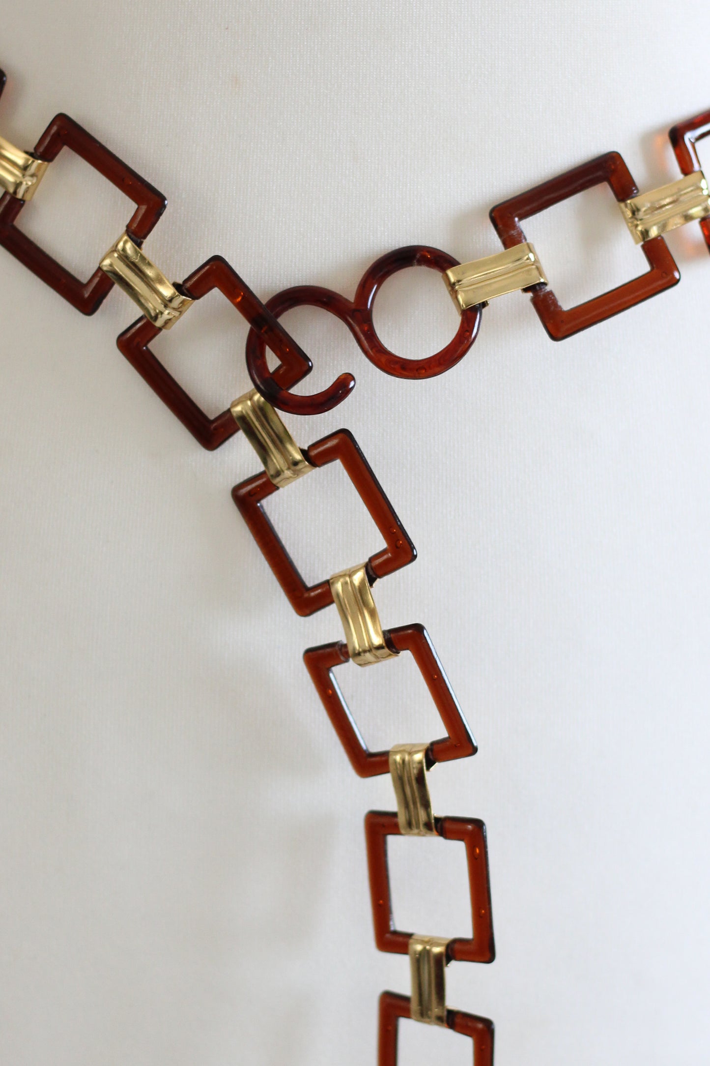 Ceinture vintage chaine marron doré