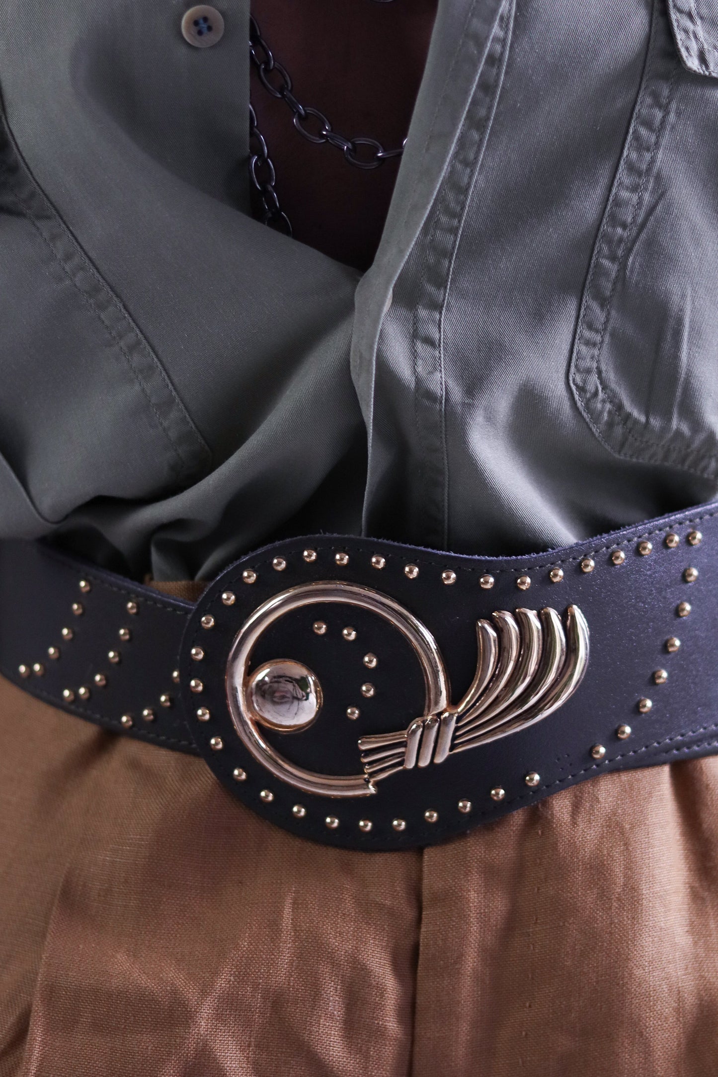 Ceinture large vintage vert