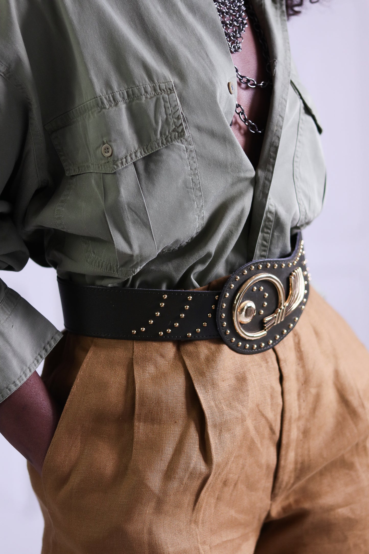 Ceinture large vintage vert