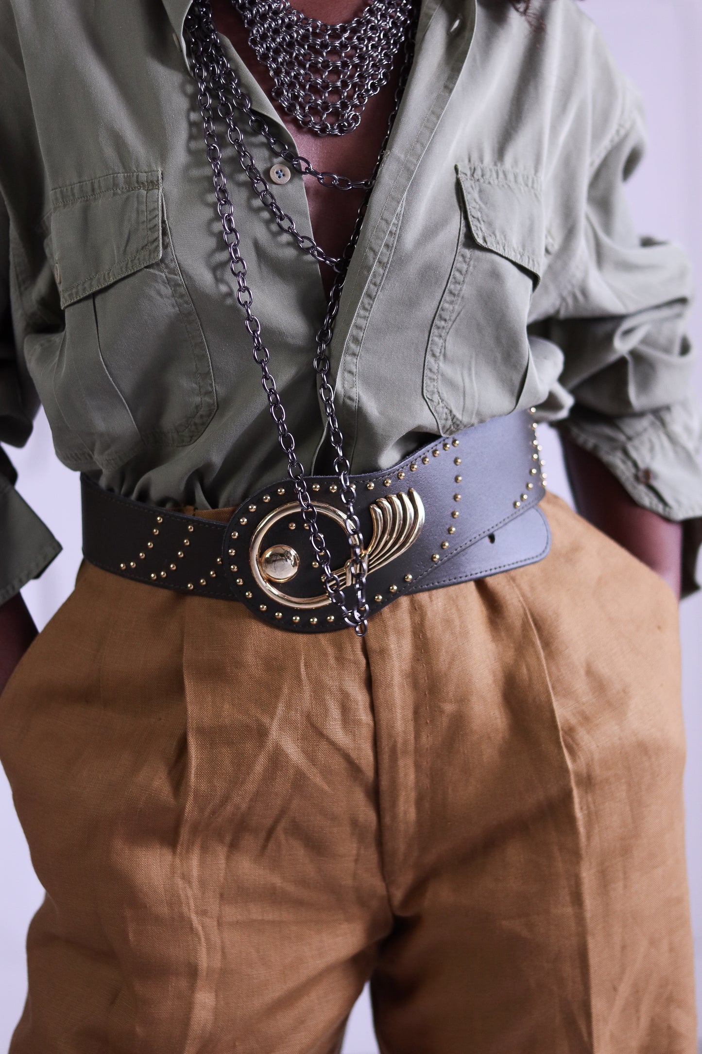 Ceinture large vintage vert