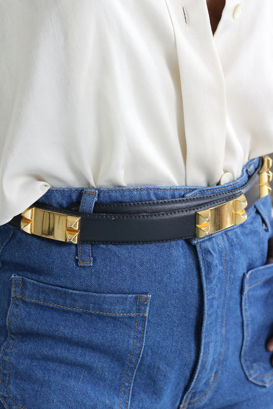 Ceinture  cuir et métal