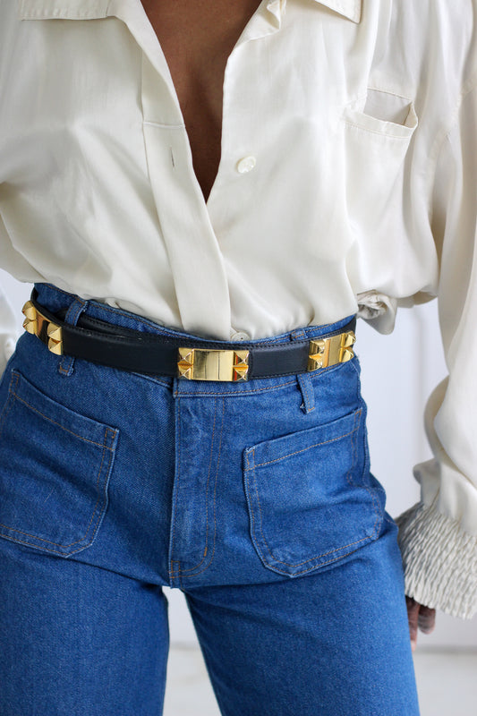 Ceinture  cuir et métal