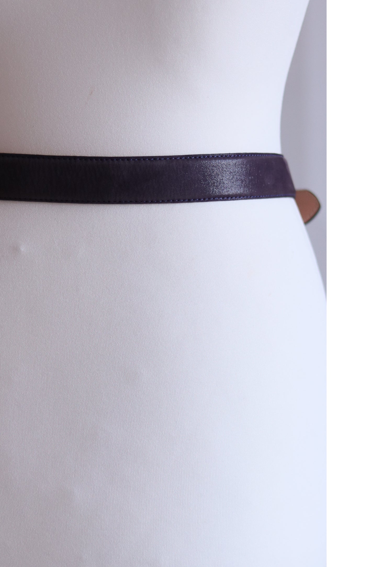Ceinture vintage cuir prune made in France