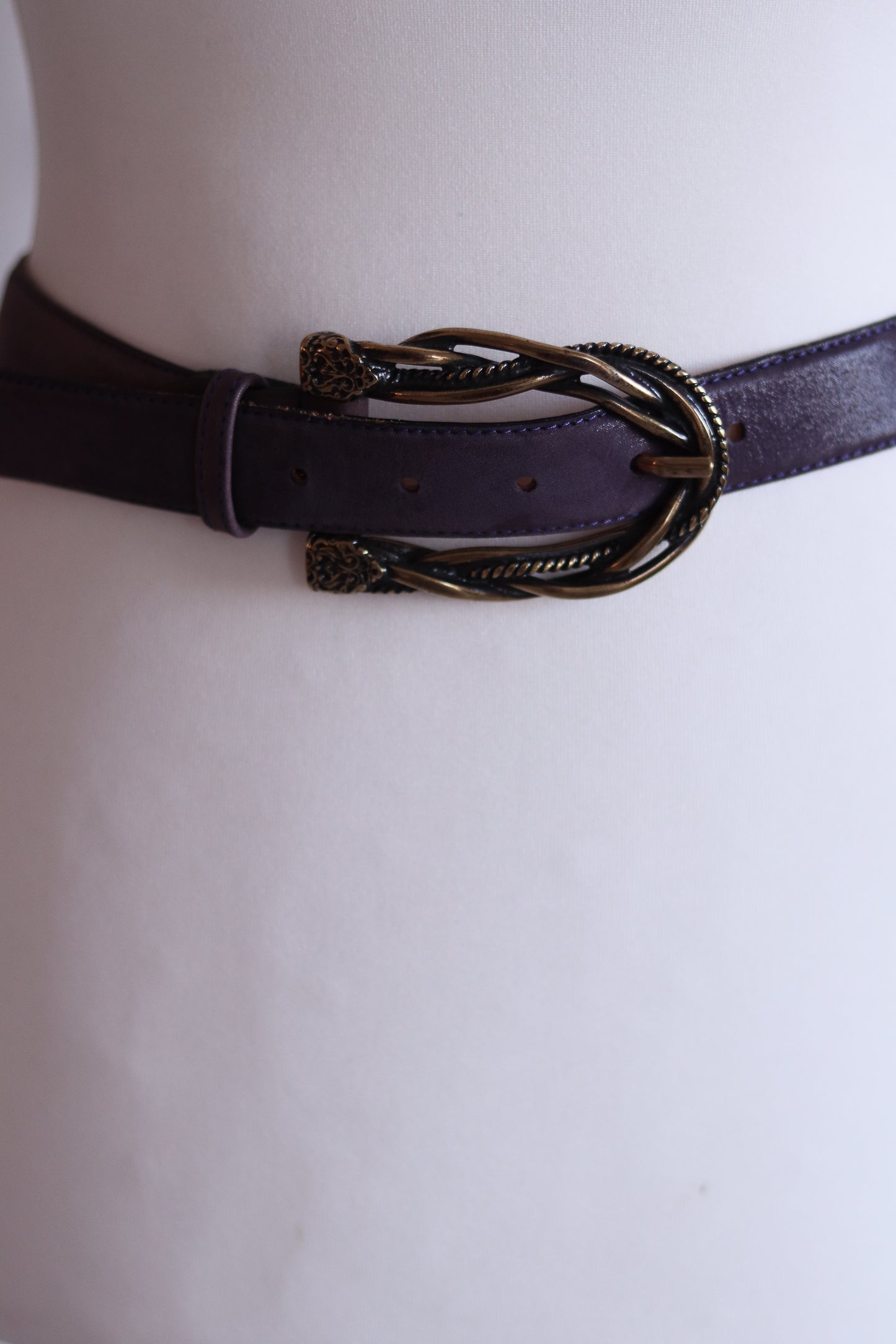 Ceinture vintage cuir prune made in France