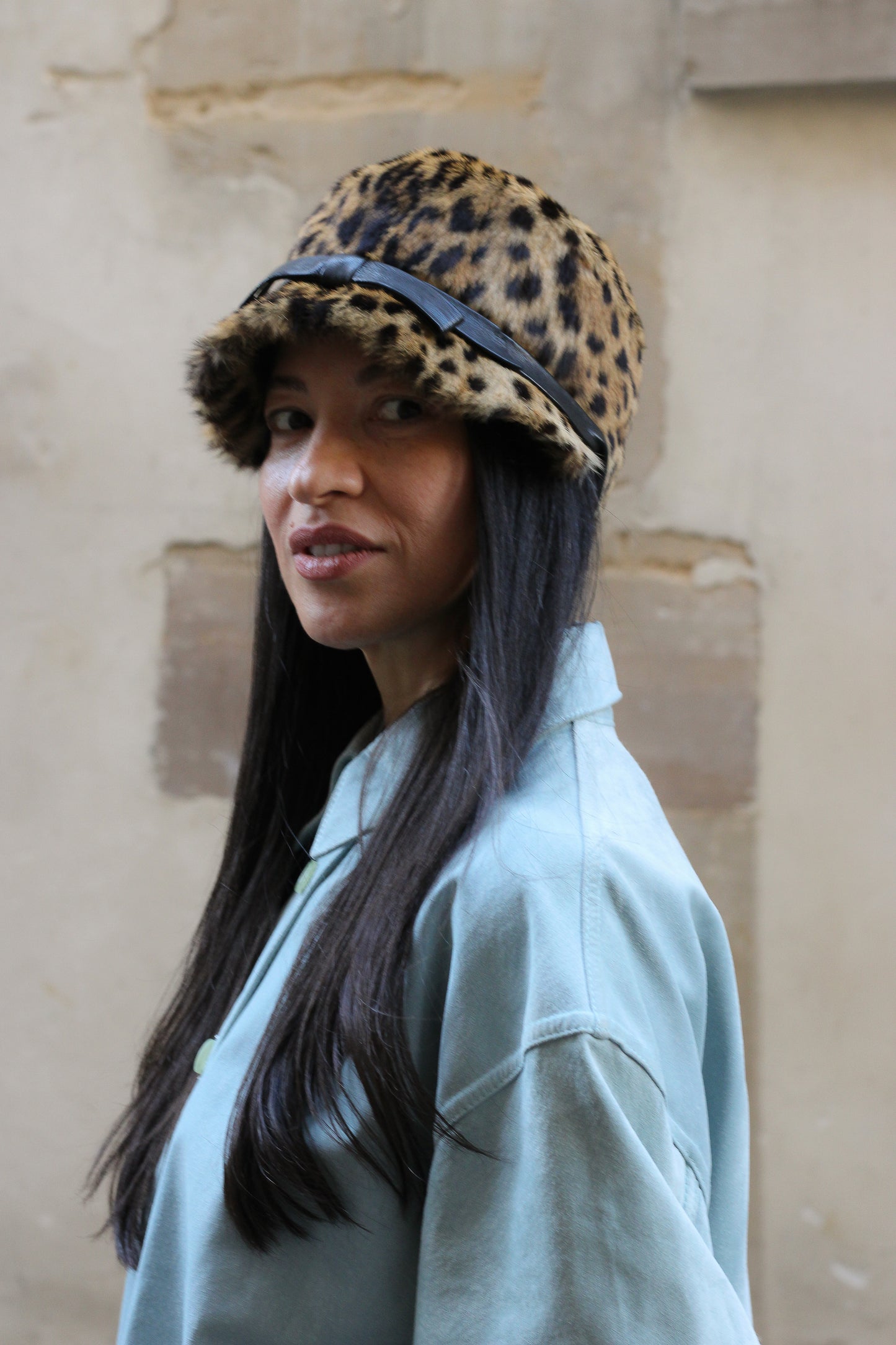 Chapeau cloche imprimé léopard