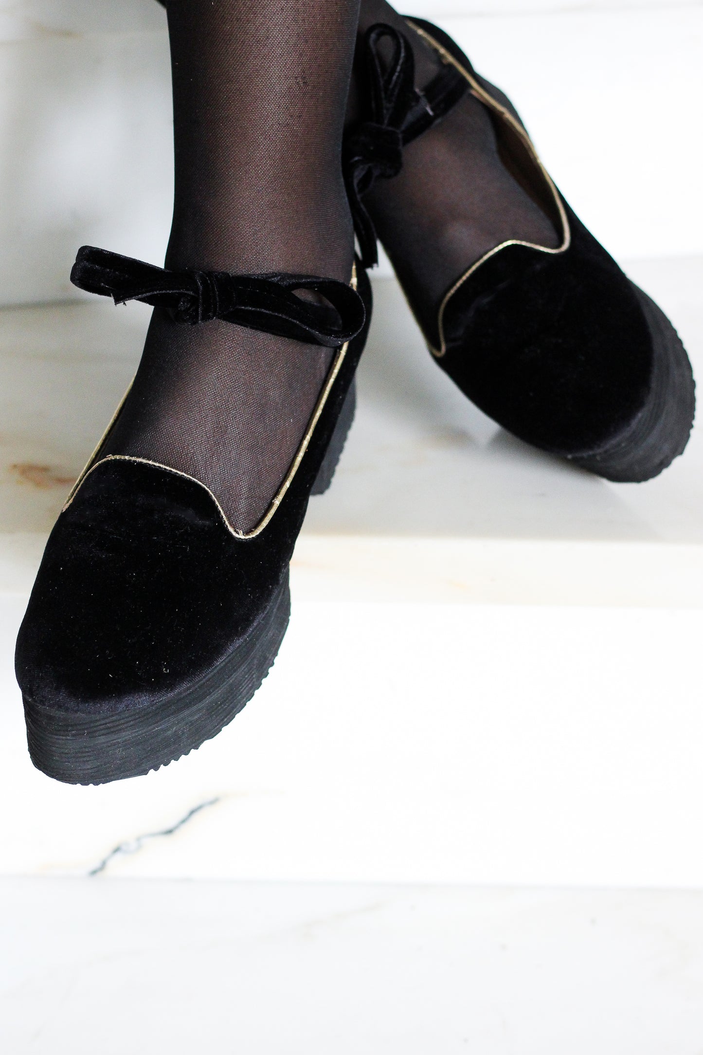 Chaussures noirs velours Faisan Argenté