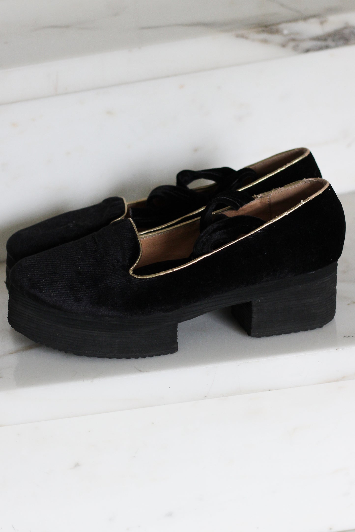 Chaussures noirs velours Faisan Argenté