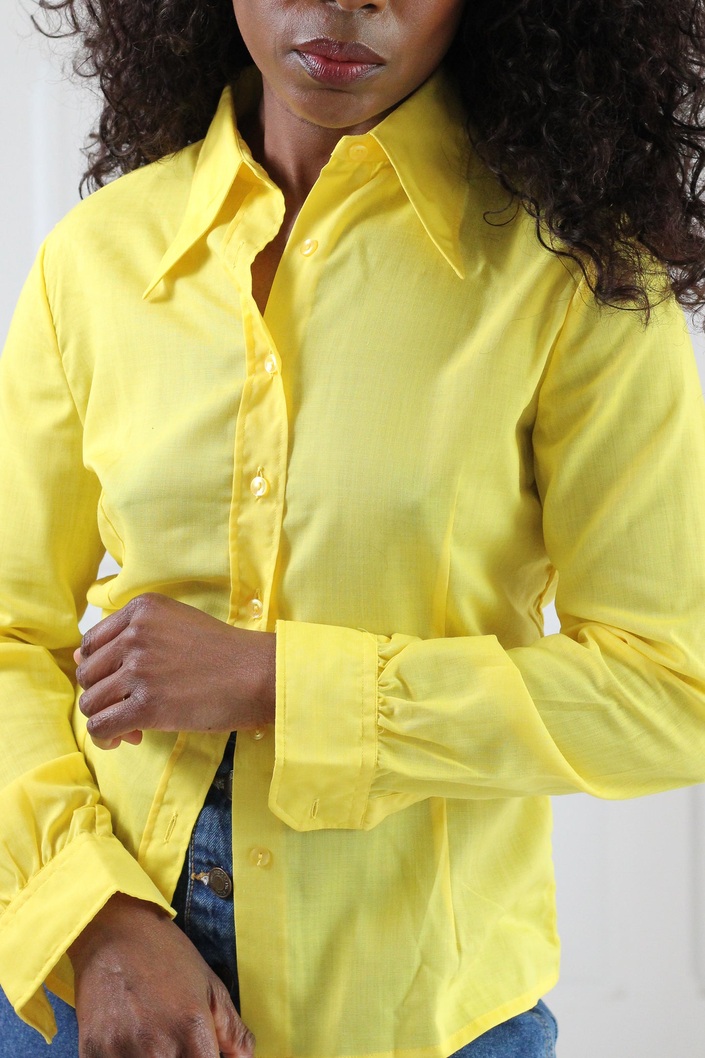 Chemisier jaune col pelle à tarte