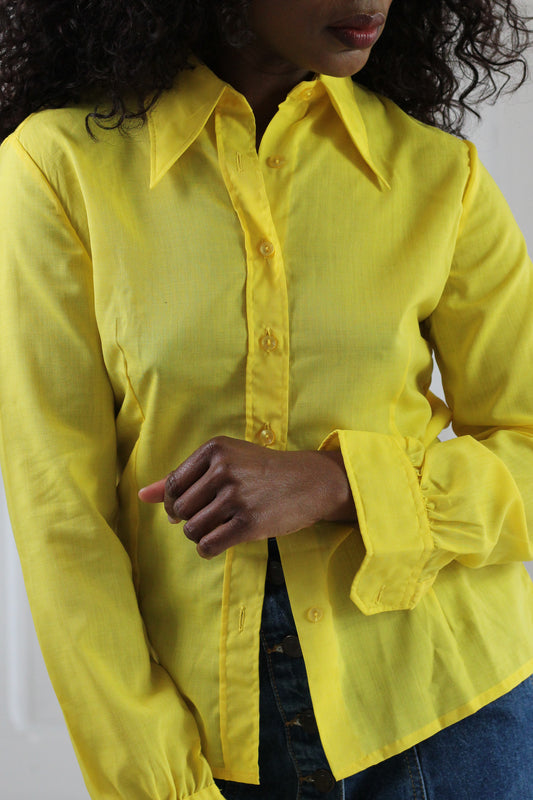 Chemisier jaune col pelle à tarte