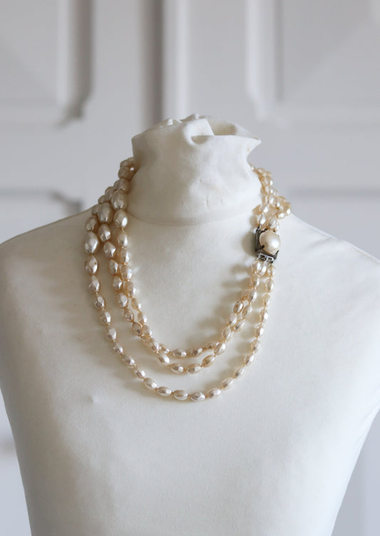 Collier vintage perles graines