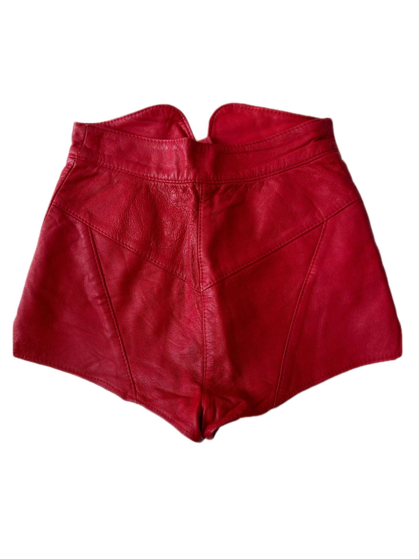 Ensemble short en cuir rouge véritable