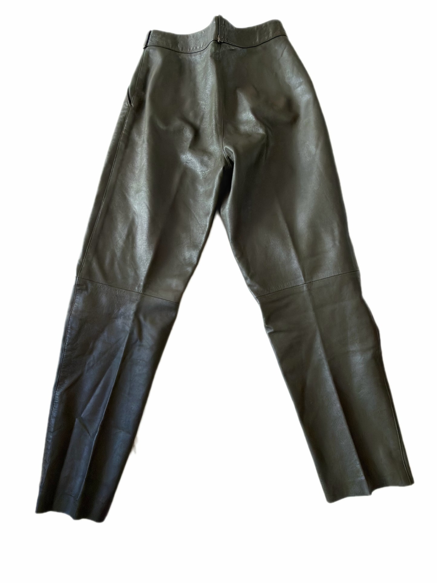 Pantalon cuir  vert kaki