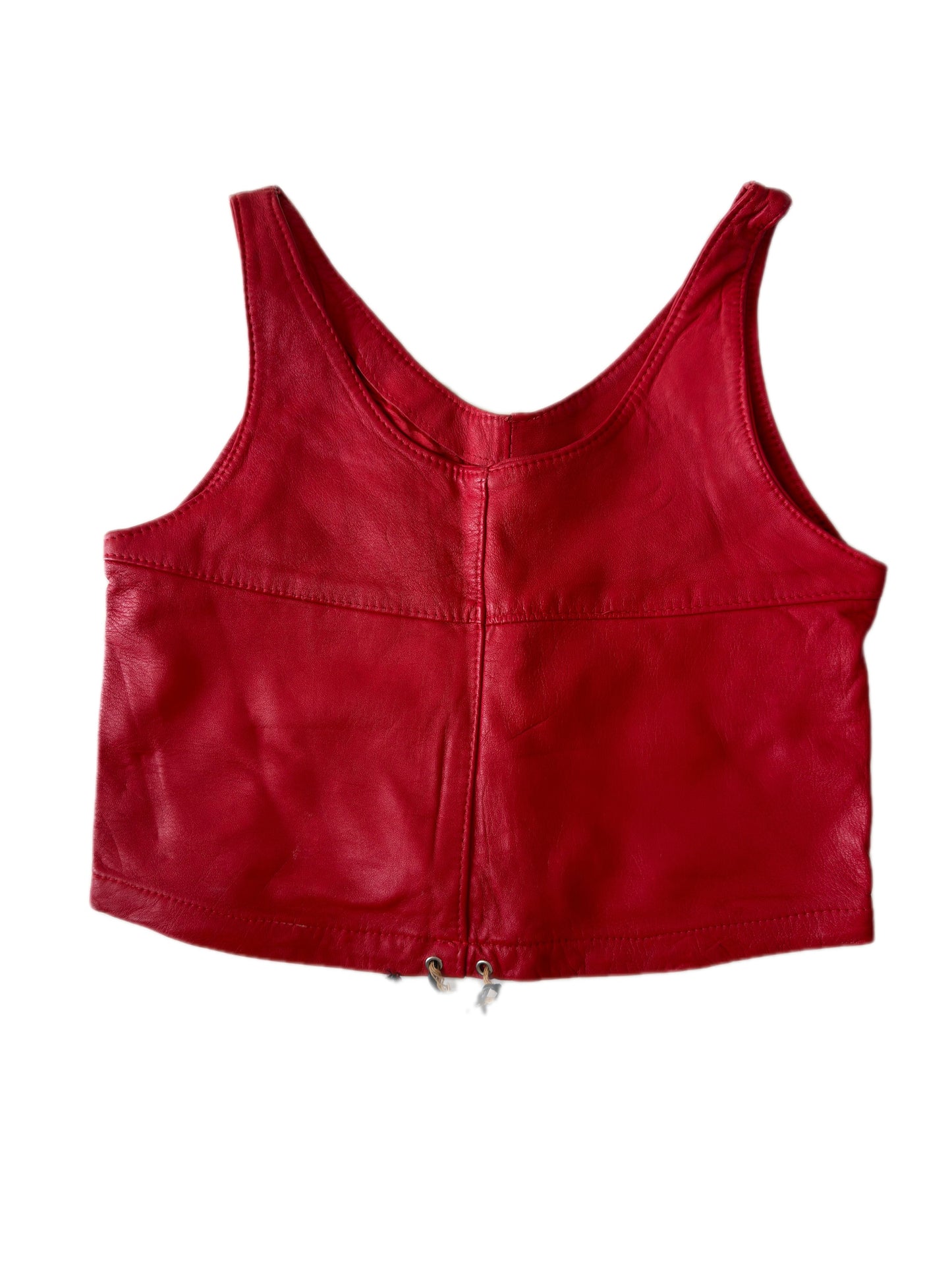 Ensemble short en cuir rouge véritable