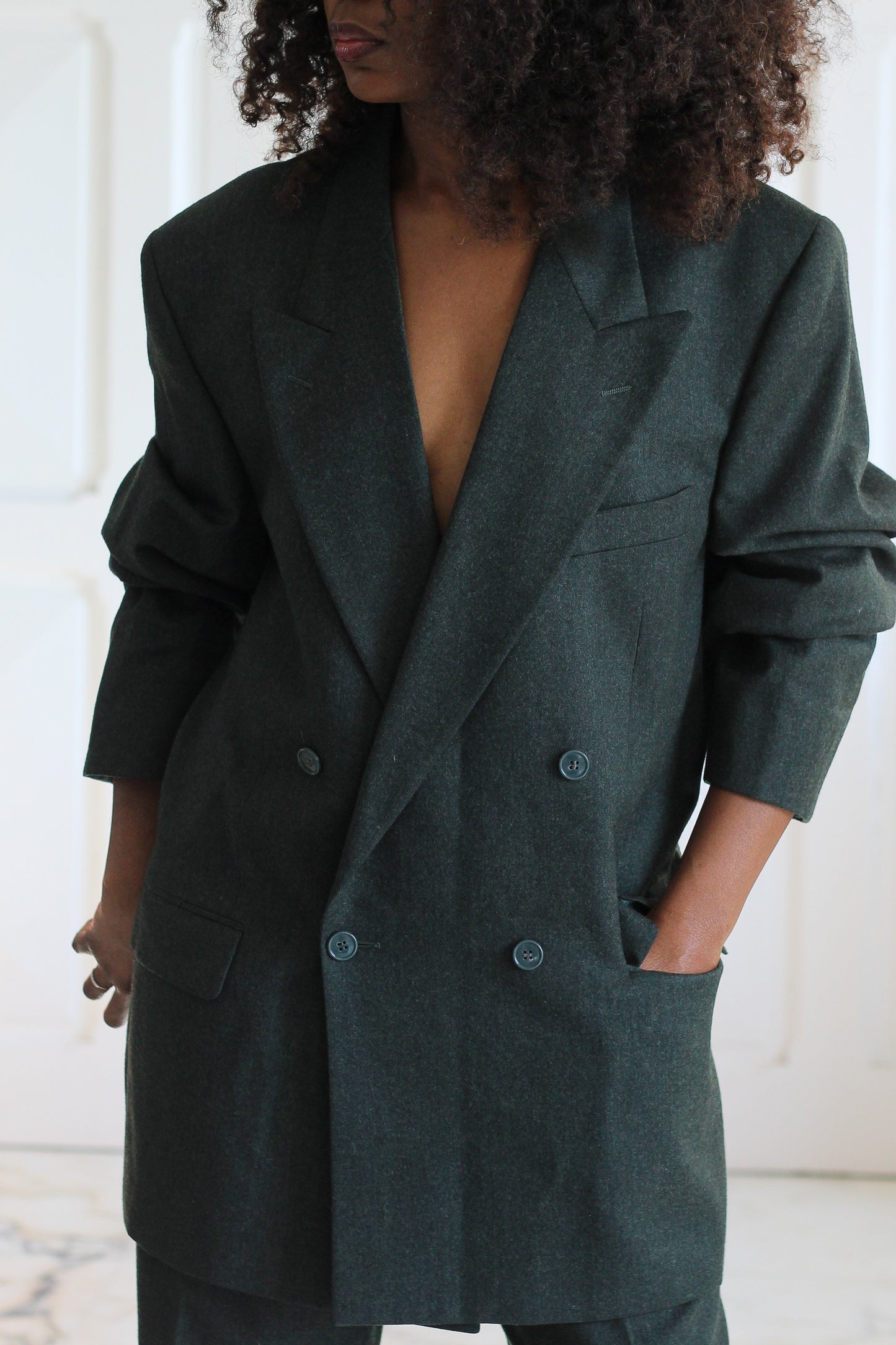 Féraud costume en laine vert chiné