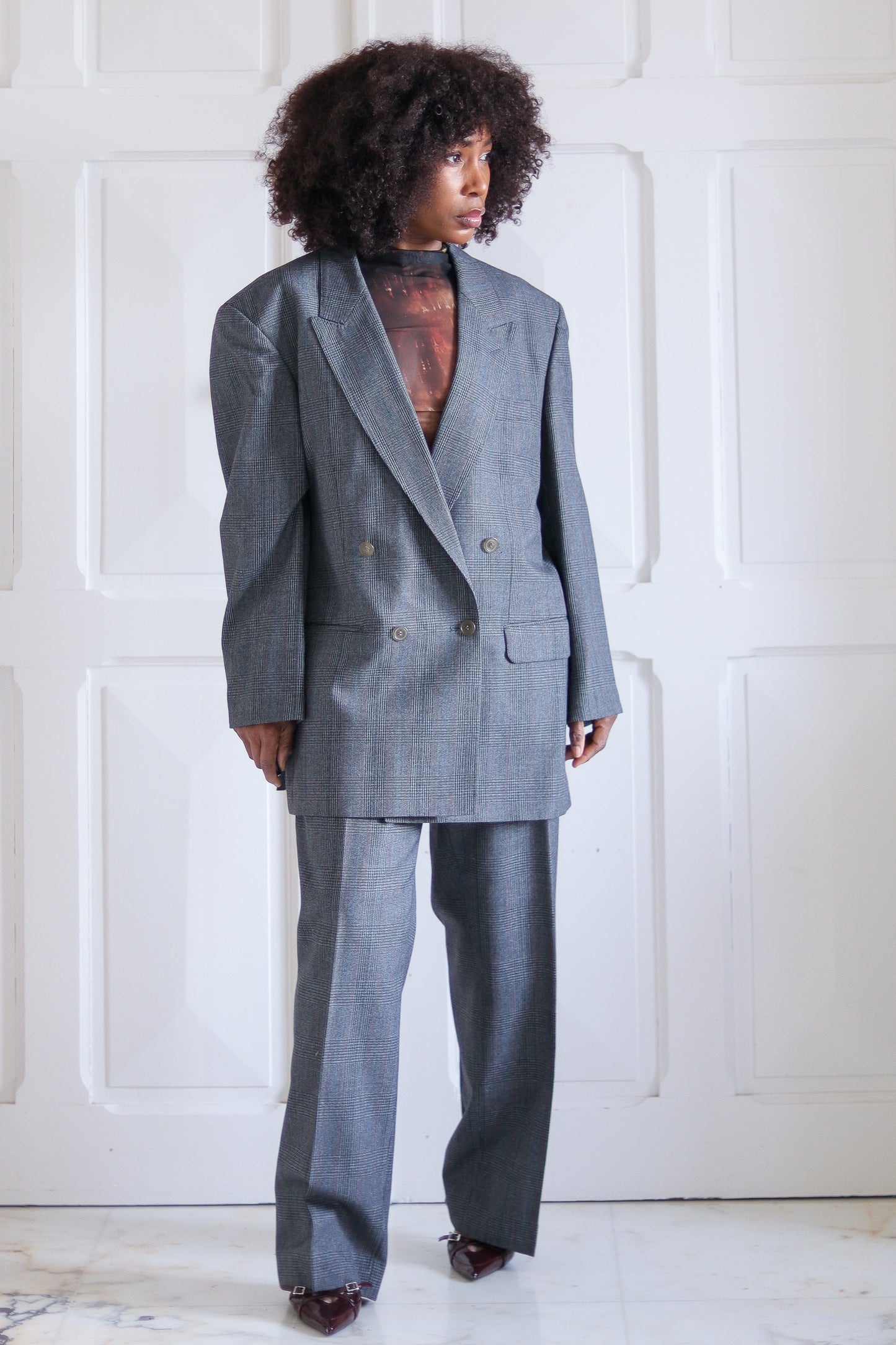 Tailleur pantalon motifs Prince de Galles