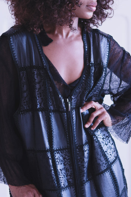 Gilet cuir et tricot
