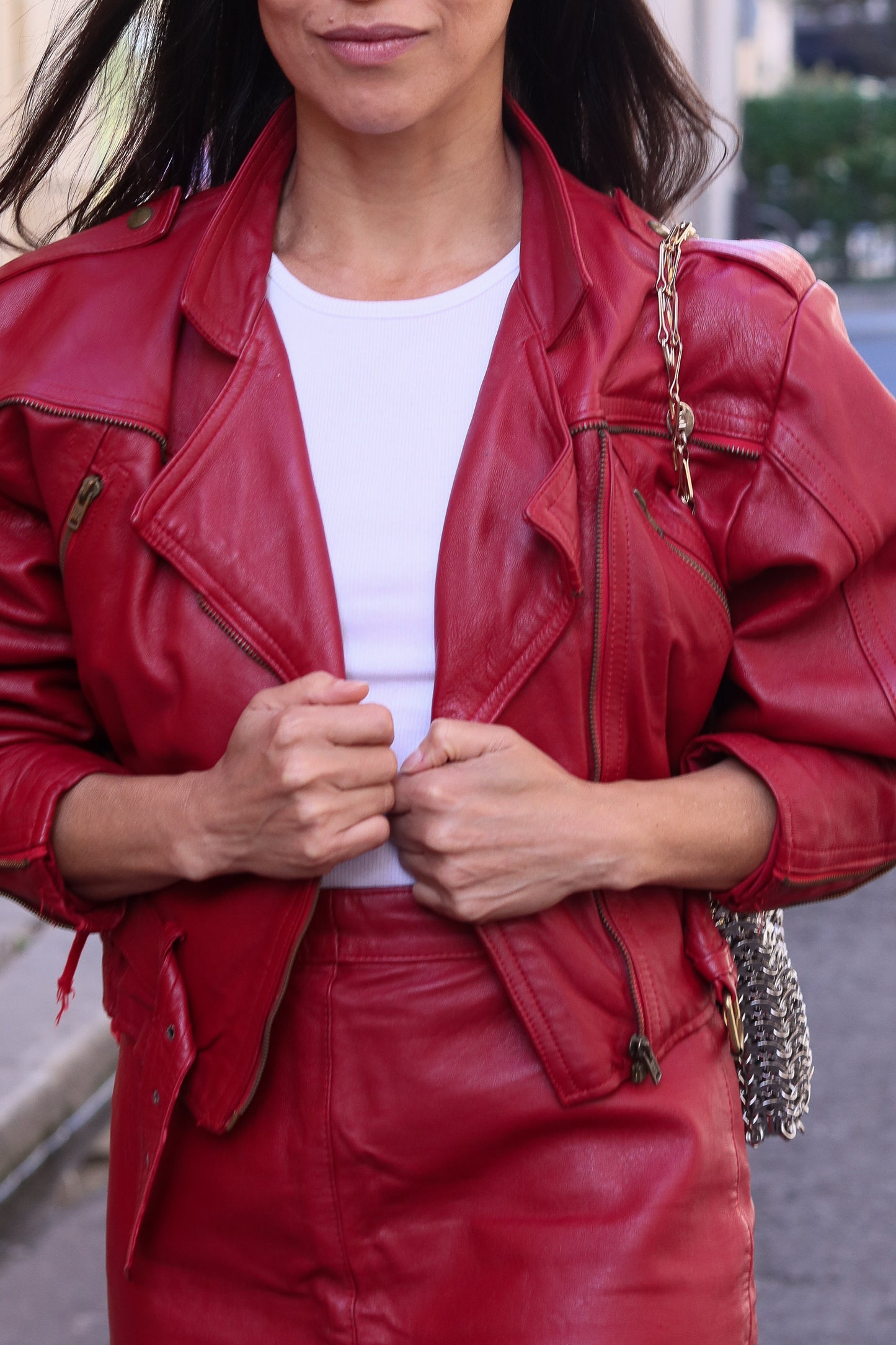 Ensemble vintage cuir rouge