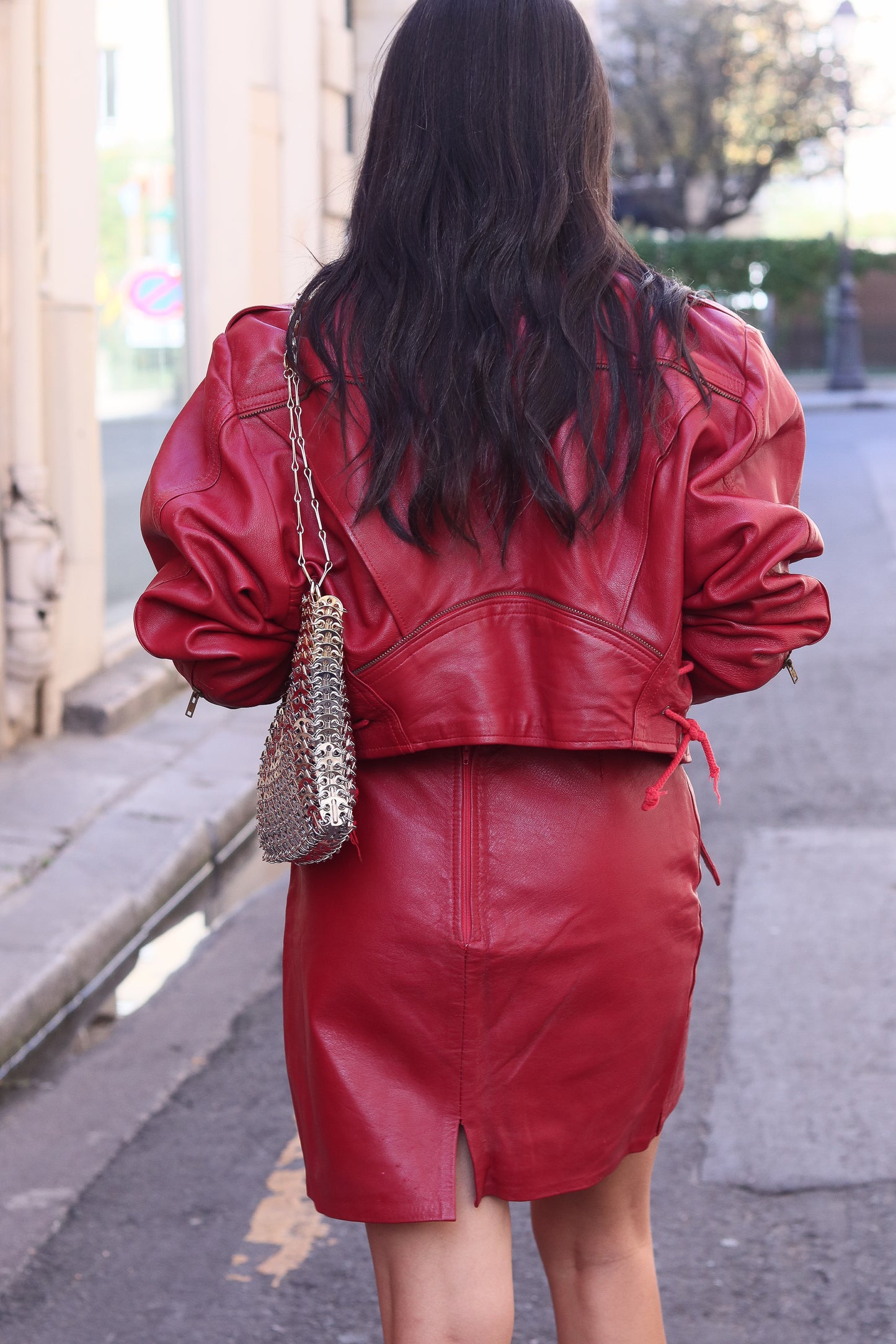 Ensemble vintage cuir rouge