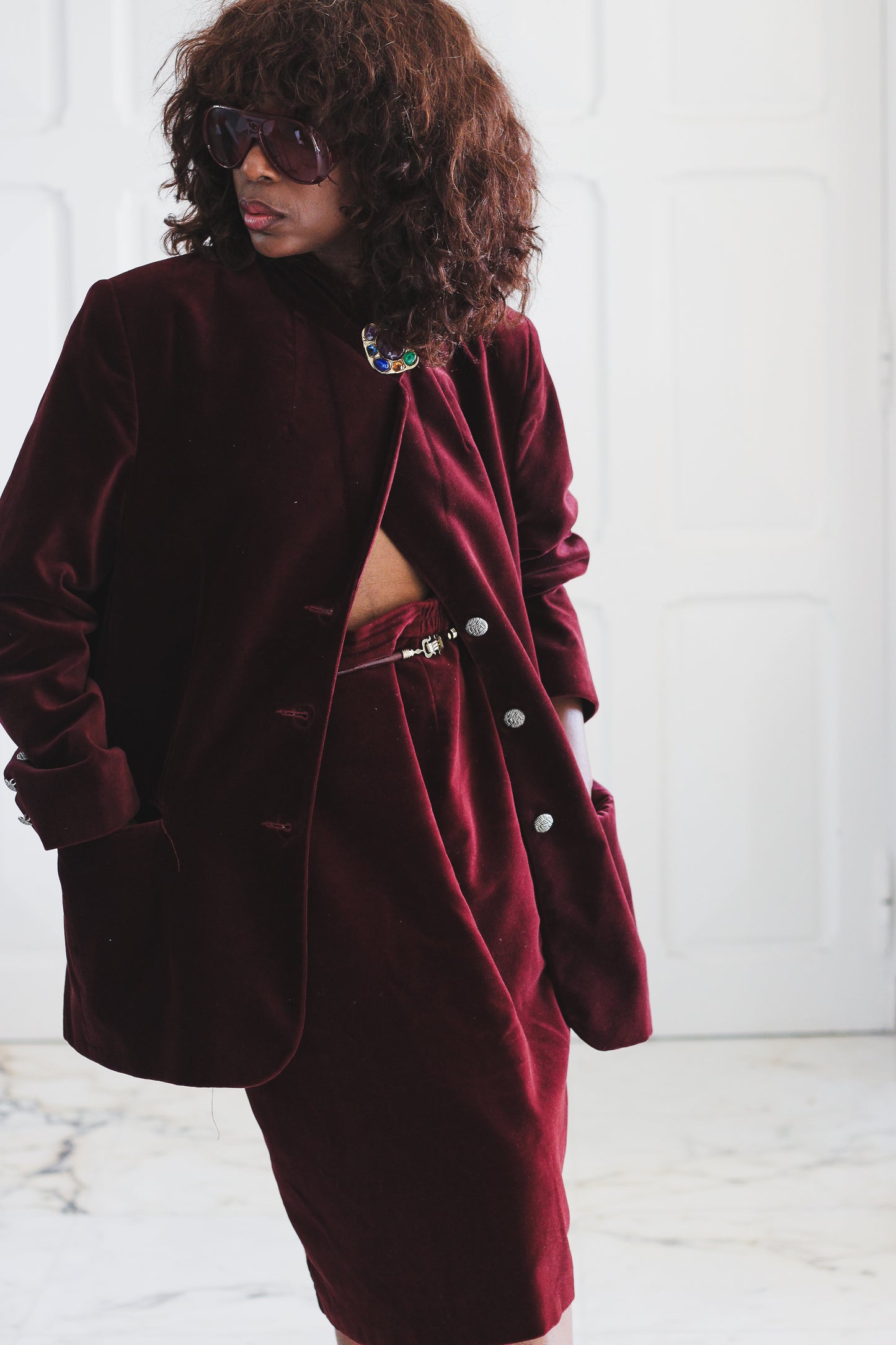 Taillissime ensemble jupe velours burgundy