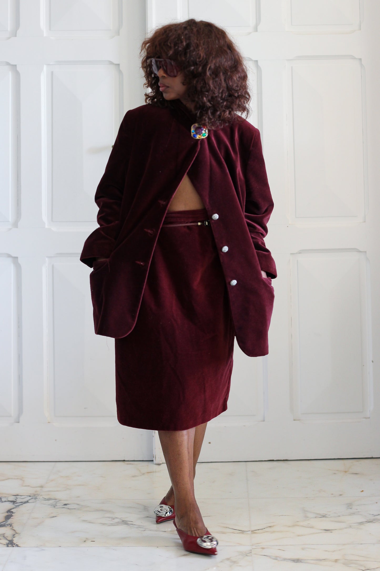 Taillissime ensemble jupe velours burgundy