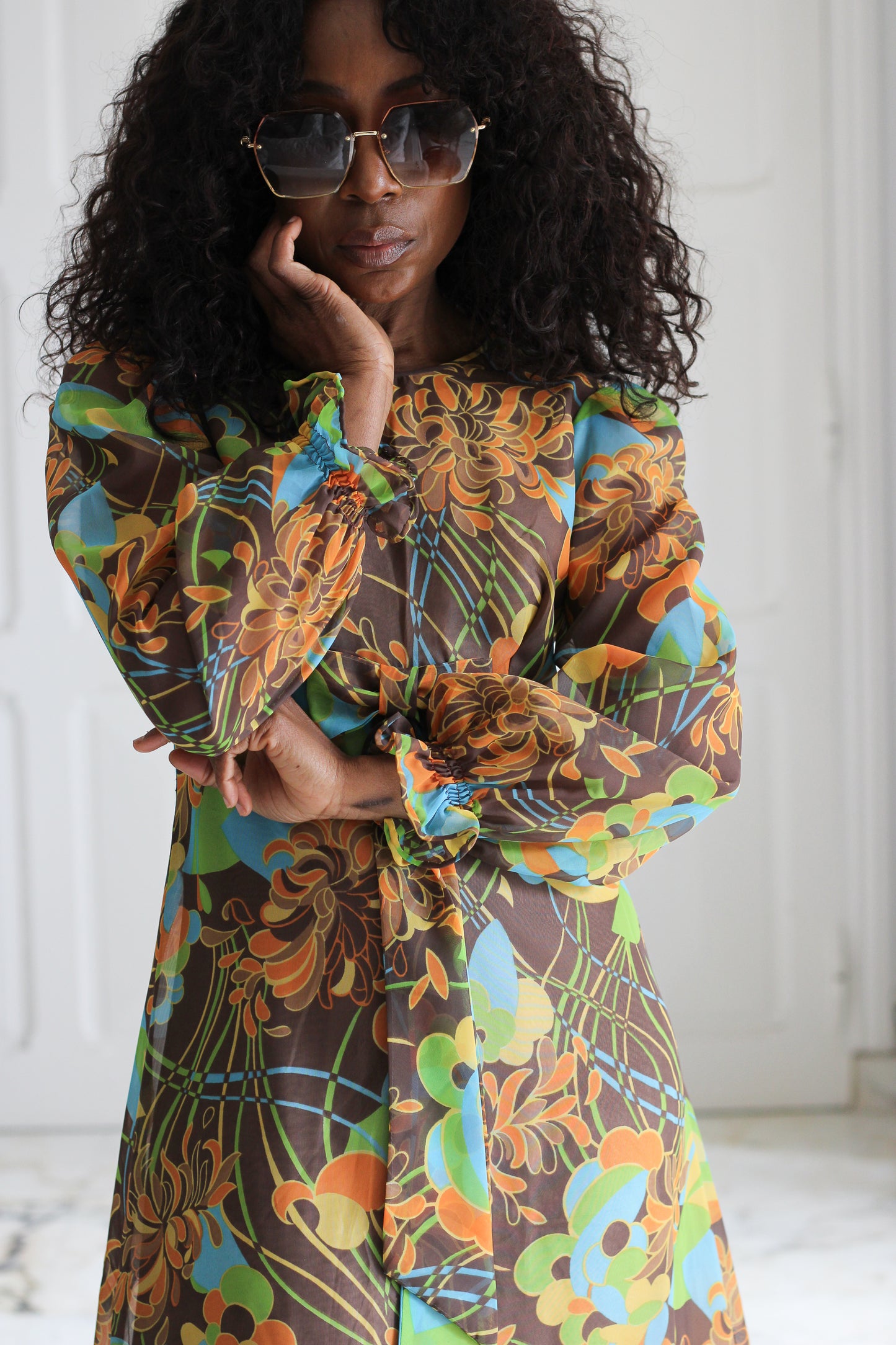 Fait main robe seventies psychédélique vintage