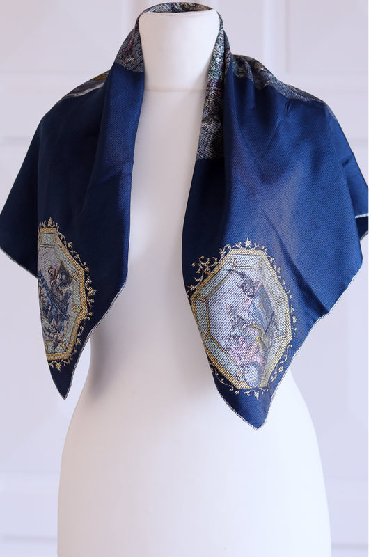 Foulard soie à motifs cartographies