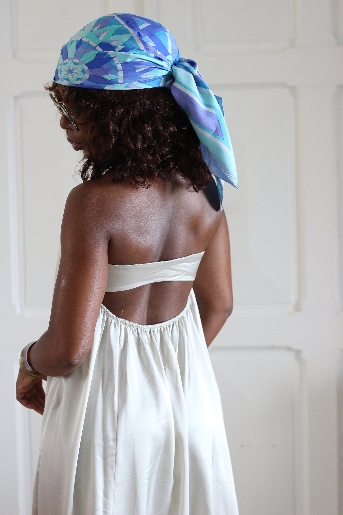 Foulard carré de soie marine