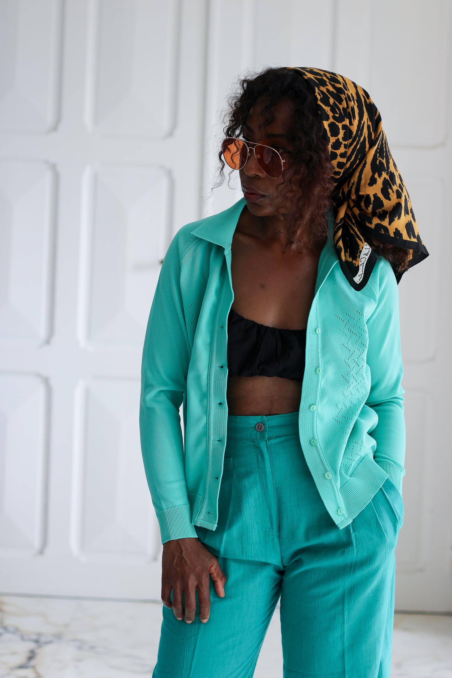 Gilet vintage turquois